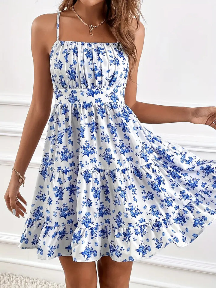 Drune | Blumenmuster Rüschen Ärmelloses Cami Kleid