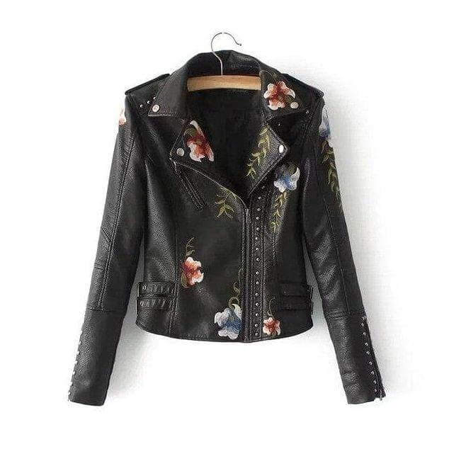 Drune | Damen Blumen PU Lederjacke
