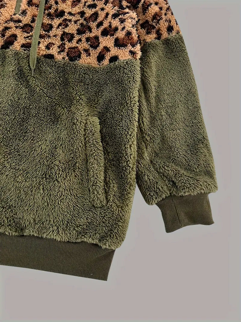 Drune | Leopardenmuster Farbblock Pullover