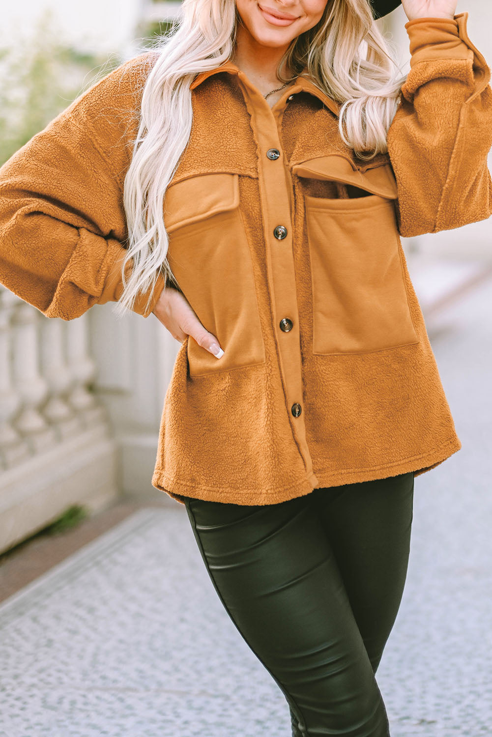 Drune | Weiche Teddyjacke mit Großen Taschen Polyester Warm und Modern