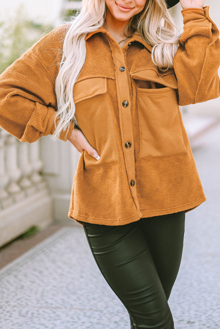 Drune | Weiche Teddyjacke mit Großen Taschen Polyester Warm und Modern