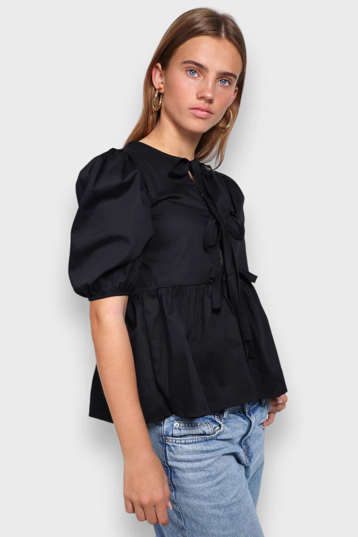 Drune | Bluse mit Puffärmeln und Schleifendetail für Damen
