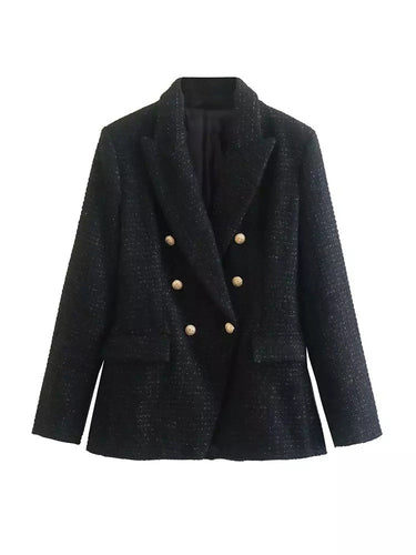 Drune | Damen Strukturierter Blazer Mit Doppelknopfleiste