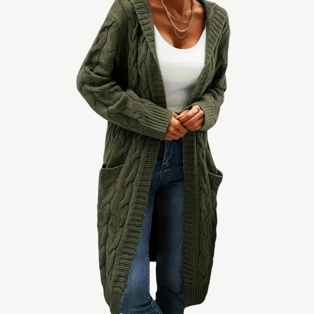 Drune | Kabelstrick Kapuzencardigan