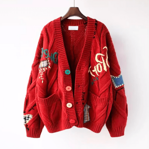 Drune | Strickjacke Damen Weinlese Kleidungsstil