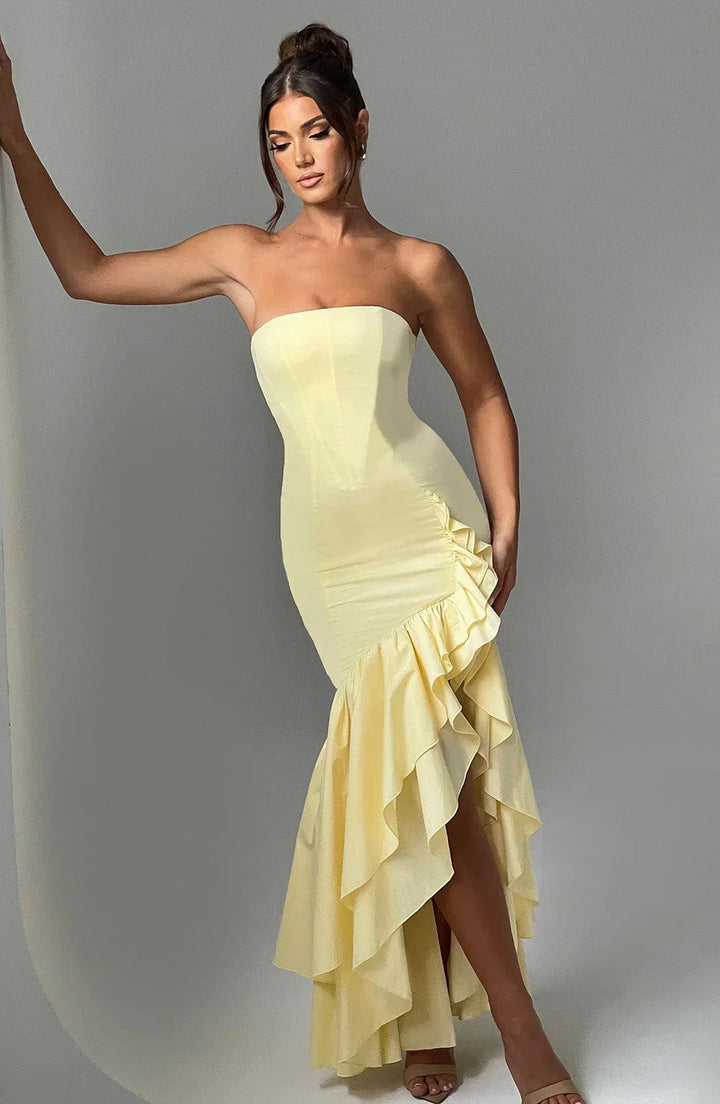 Drune | Ärmelloses Maxikleid Mit Schlitz Und Rüschen Für Frauen