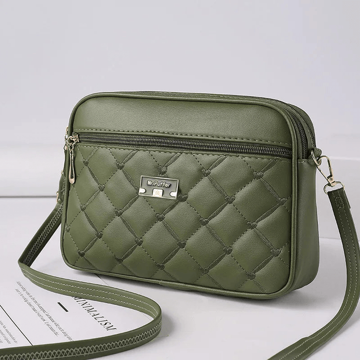 Drune | Damen Schultertasche Mit Diamantmuster Und Reißverschluss