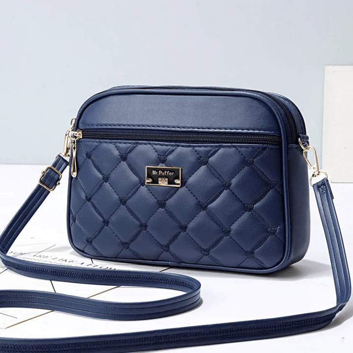 Drune | Damen Schultertasche Mit Diamantmuster Und Reißverschluss
