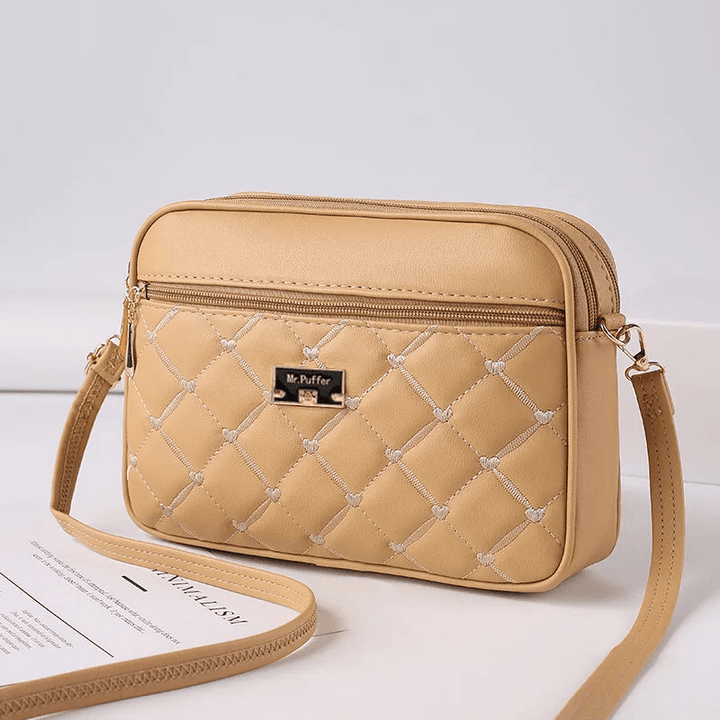Drune | Damen Schultertasche Mit Diamantmuster Und Reißverschluss