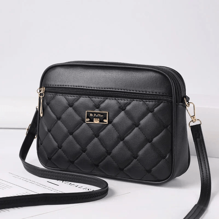 Drune | Damen Schultertasche Mit Diamantmuster Und Reißverschluss