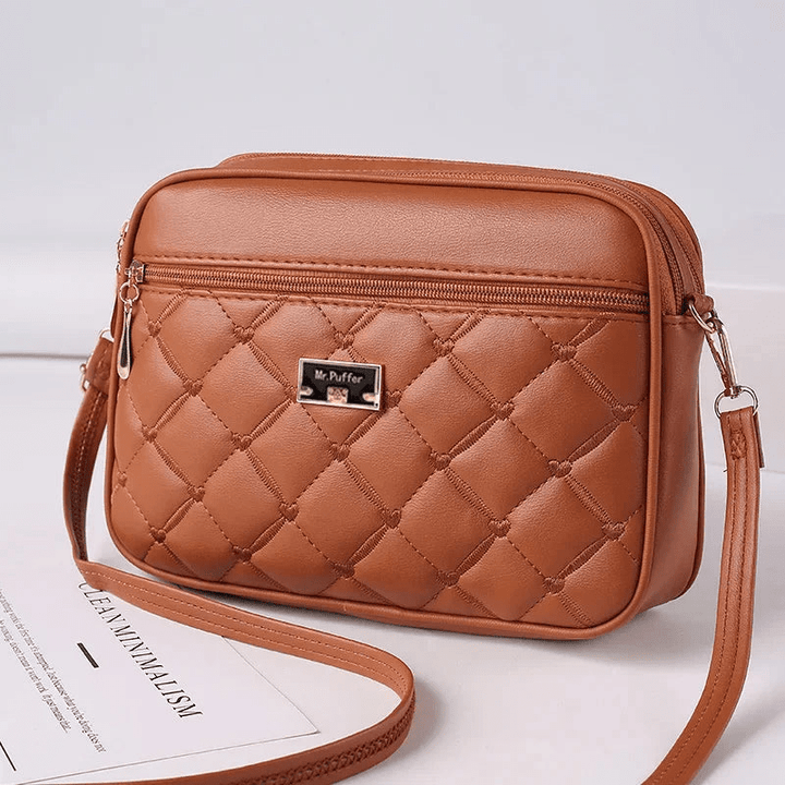 Drune | Damen Schultertasche Mit Diamantmuster Und Reißverschluss