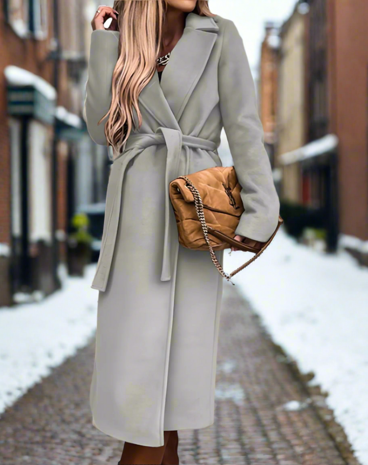 Drune | Trenchcoat Klassische Wollmischung Bindegürtel Elegante Taillierte Passform