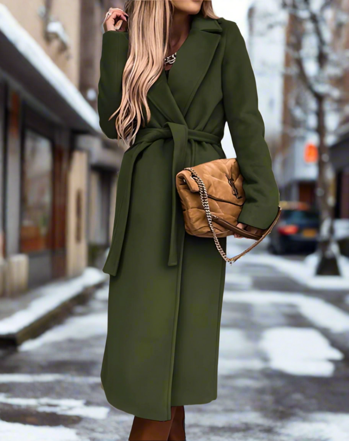Drune | Trenchcoat Klassische Wollmischung Bindegürtel Elegante Taillierte Passform