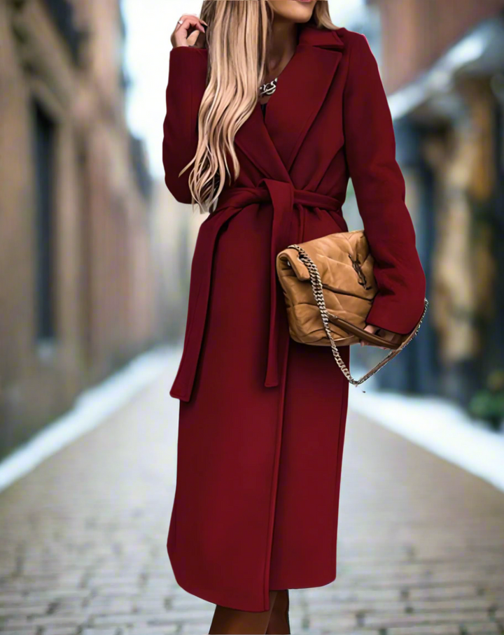 Drune | Trenchcoat Klassische Wollmischung Bindegürtel Elegante Taillierte Passform