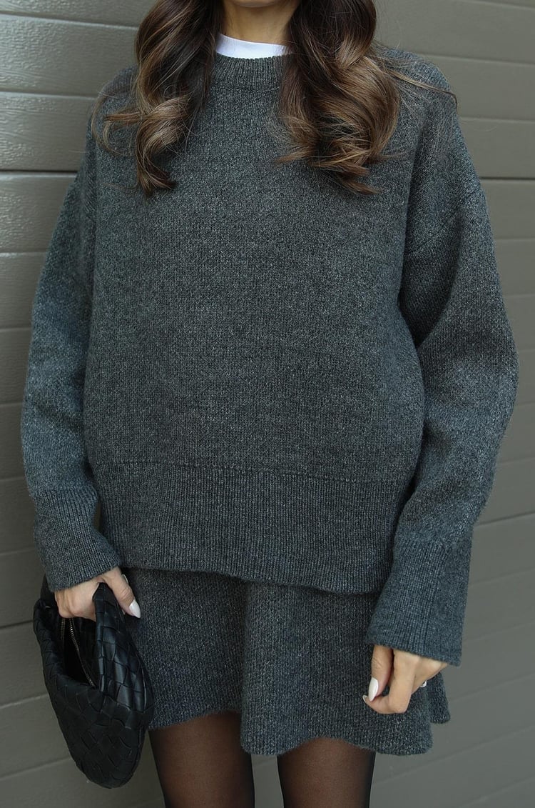Drune | teilige Strickset - Damenpullover und Rock mit lässiger Passform
