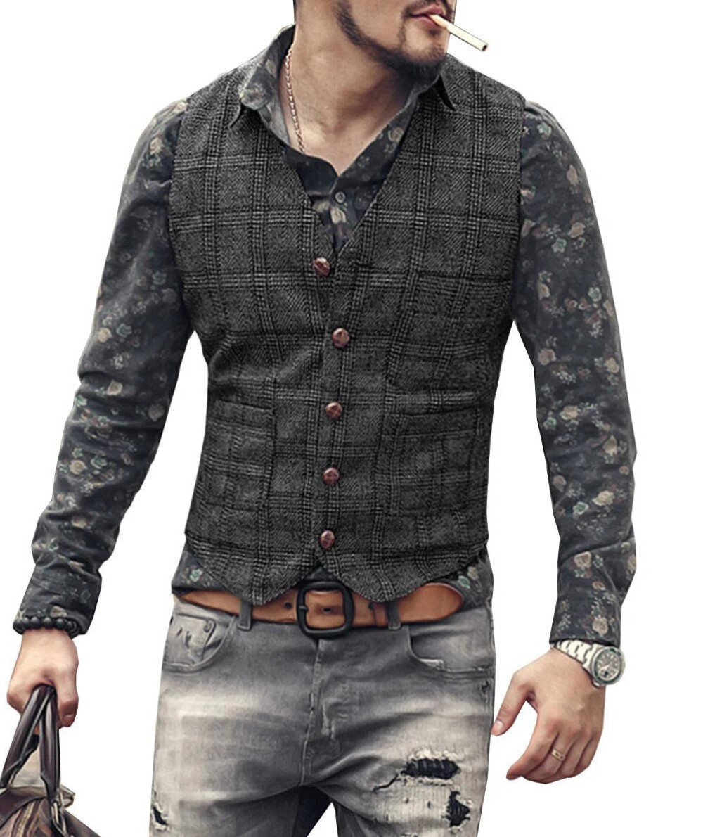 Drune | Anzugweste Herren Kariert