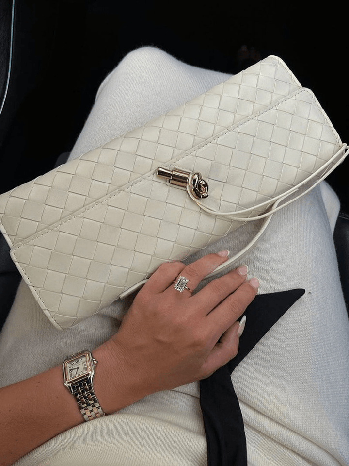 Drune | Luxuriöse Gewebte Handtasche Mit Goldverschluss