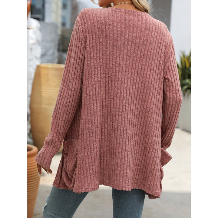 Drune |  Frauen Frühling und Herbst Plus Größe V-Ausschnitt T-ShirtSolid
