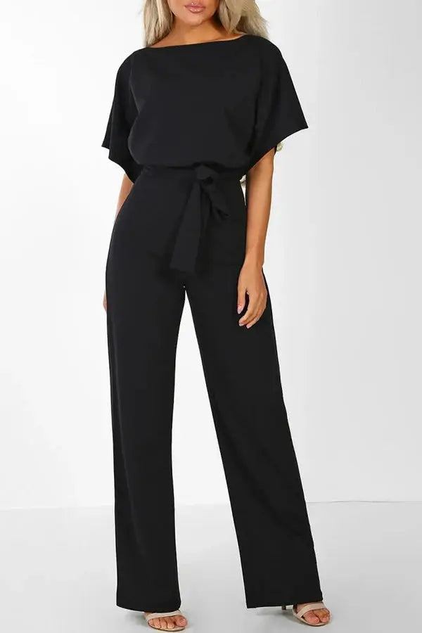 Drune | Eleganter Jumpsuit mit weitem Bein und Taillengürtel