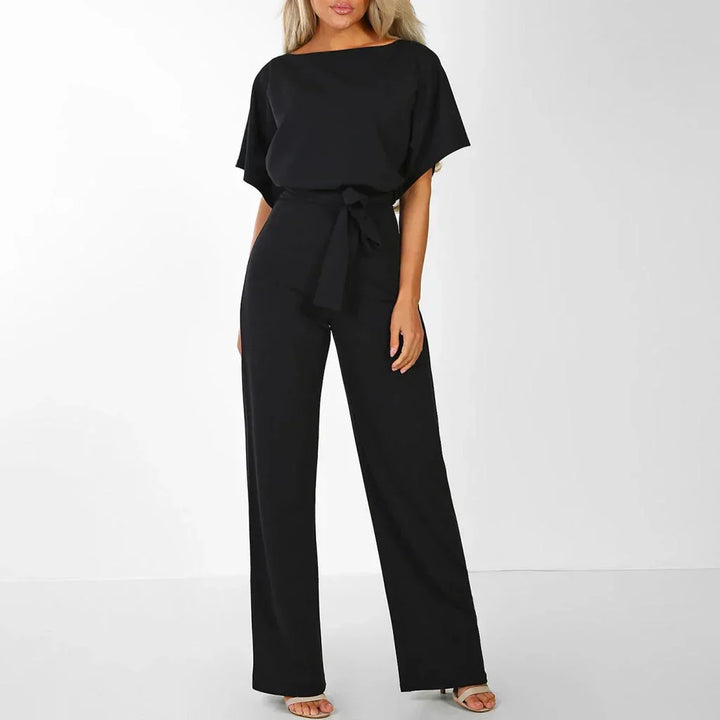 Drune | Eleganter Beiger Jumpsuit mit Gürtel
