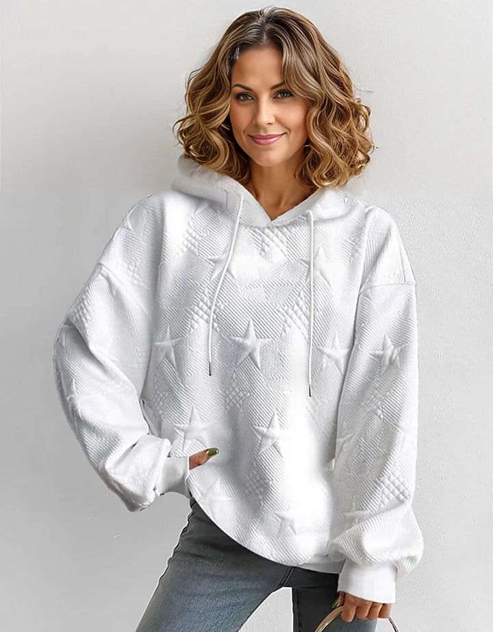 Drune | Einfarbiges weißes Sweatshirt mit langen Ärmeln