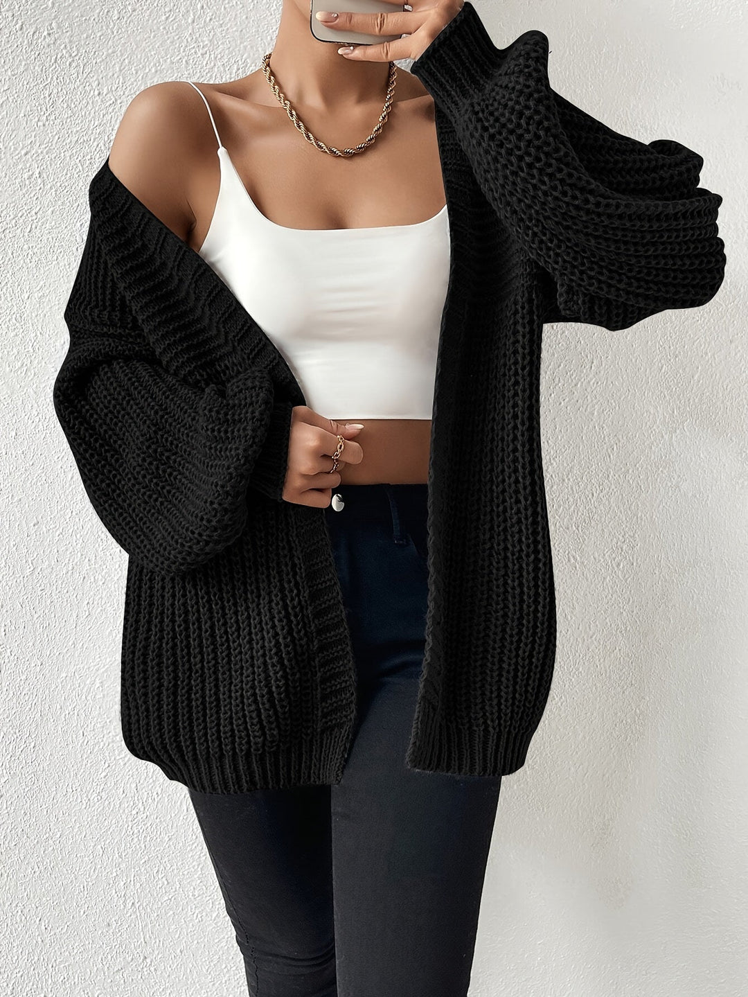 Drune | gemütlicher grob gestrickter Drop-Shoulder Strickcardigan für Damen - Perfekt für Gemütliche Tage