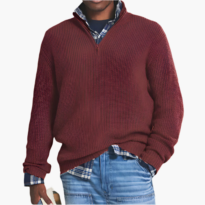 Drune | Strickpullover mit Reißverschluss - Business Casual für Alltag & Büro