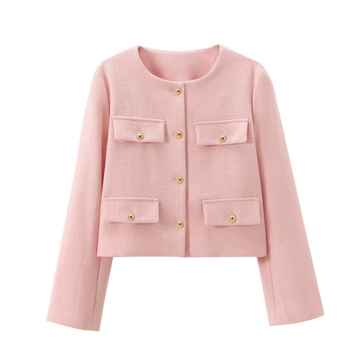 Drune | Hals Einfarbig Einreiher Jacke