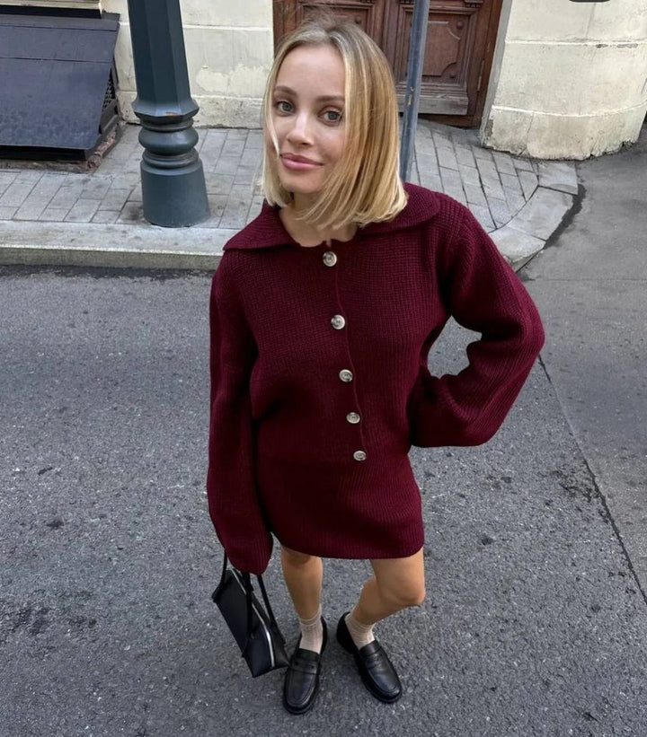 Drune | Cozy knit cardigan and casual mini skirt set