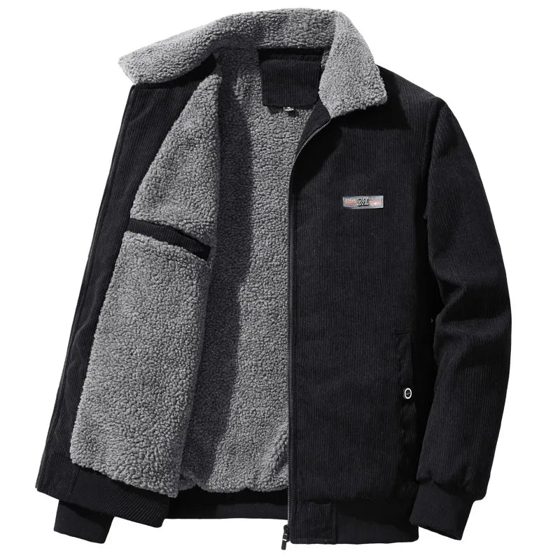 Drune | Herren fleecegefütterte gerippte Winterjacke mit hohem Kragen
