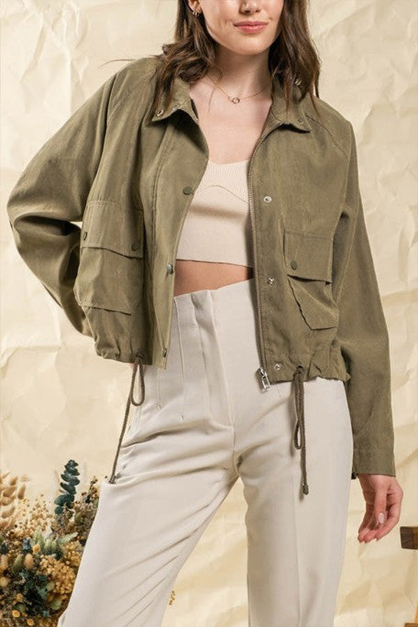 Drune | kariert Revers Mehrknopf-Zwei-Taschen-Midi-Jacke
