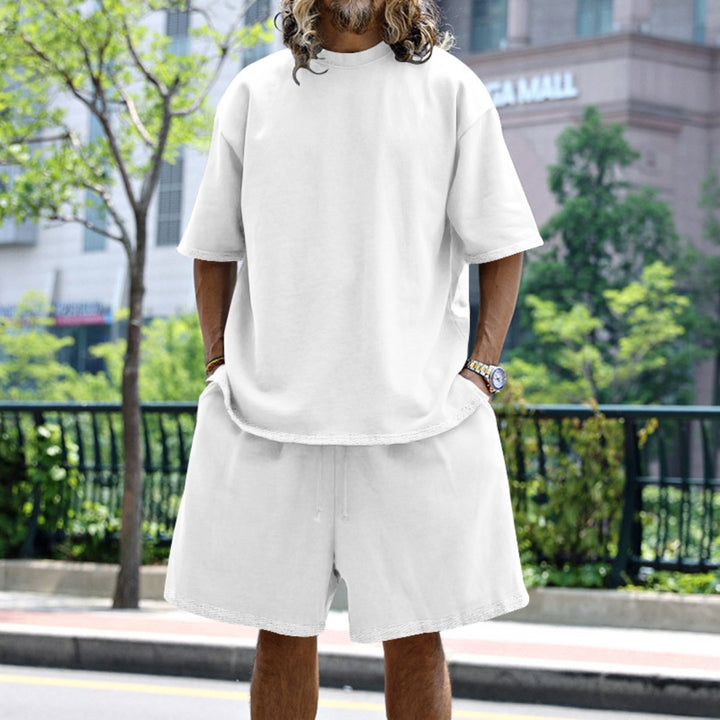 Drune | Lockeres T-Shirt Shorts einfarbiges Set