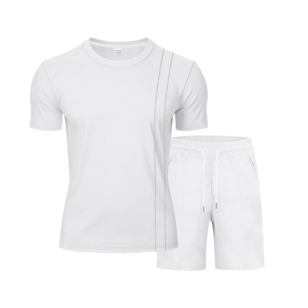 Drune | Waffel-Kurzarm-Shorts Zweiteiliges Set