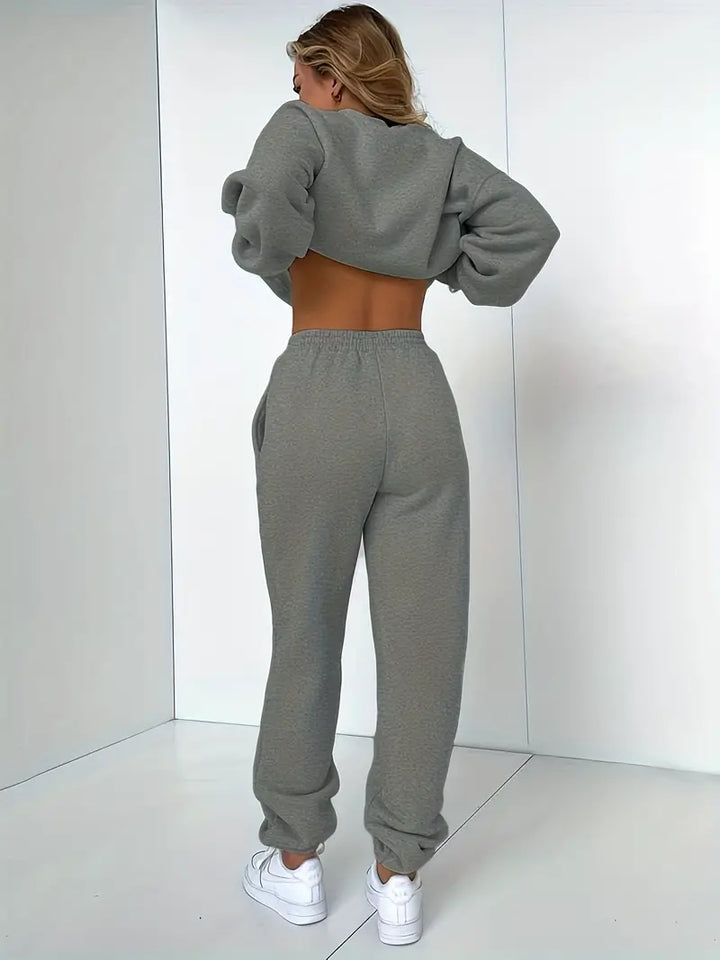Drune Jogginganzug | Lässig weicher 2-teiliger Damenanzug mit Pullover und passender Hose