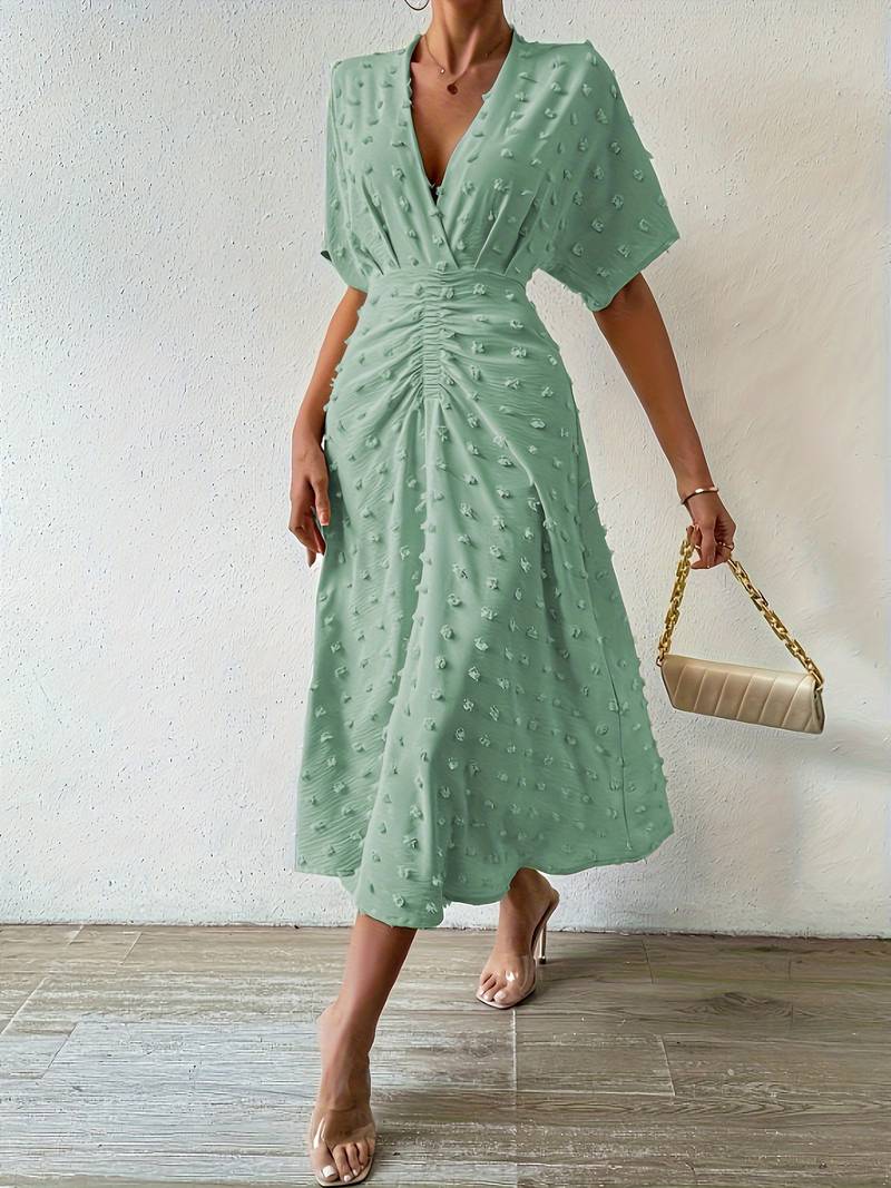 Drune | Swiss Dot Rüsch Midi Kleid
