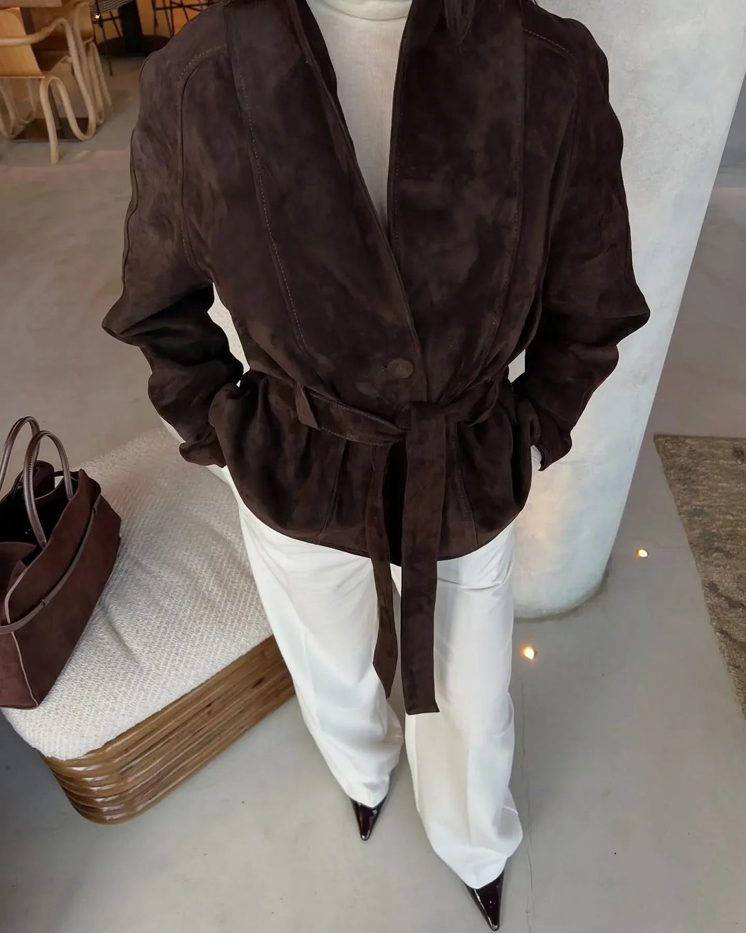 Drune | Retro Wildlederjacke mit langen Ärmeln