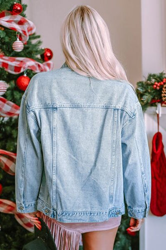 Drune | Star Pailletten Knopfverschluss Denimjacke