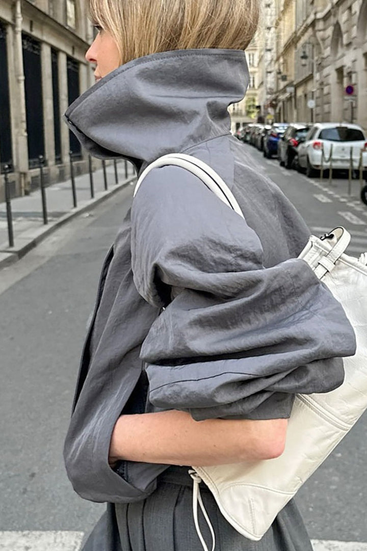 Drune | Graue Hohe Kragenjacke