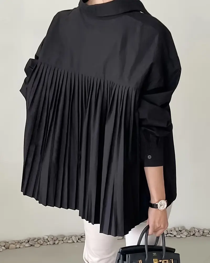 Drune | Stylisch Uni Farbe Plissiert