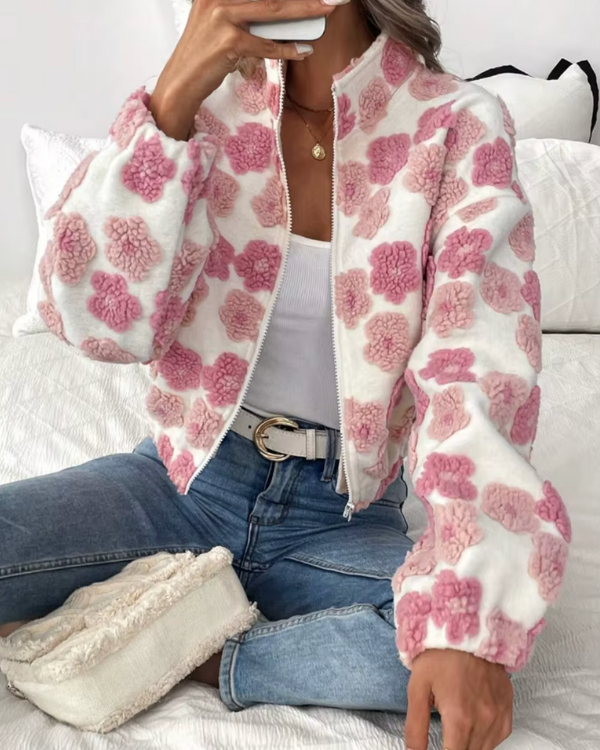 Drune | Cozy fleece jacket with candy floral pattern