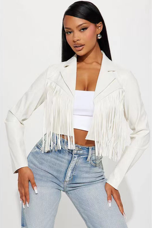 Drune | Trim-Faux-Leder-Cropped-Jacke
