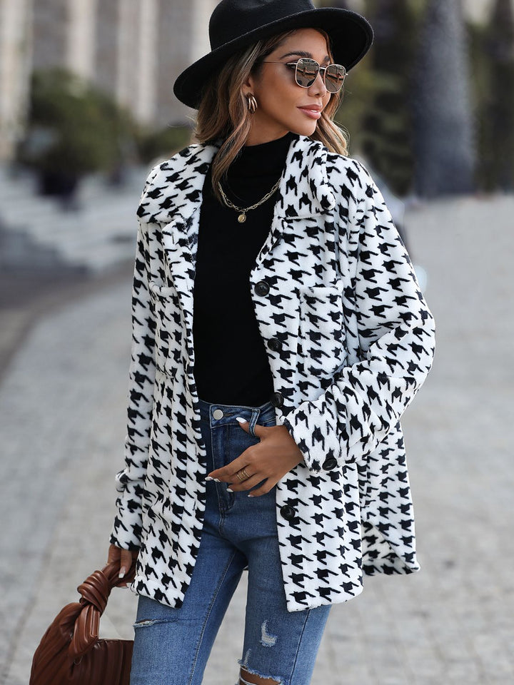 Drune | Longline-Mantel - Klassisches Muster - Weicher Polyester-Mix - Elegante Oberbekleidung