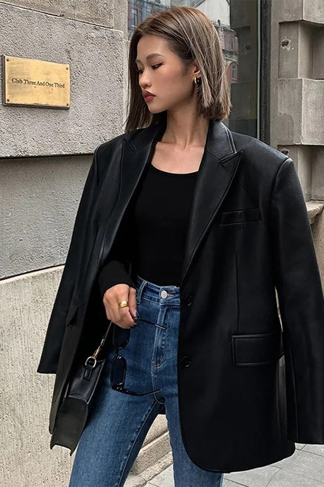 Drune | PU Leder Blazer Jacke