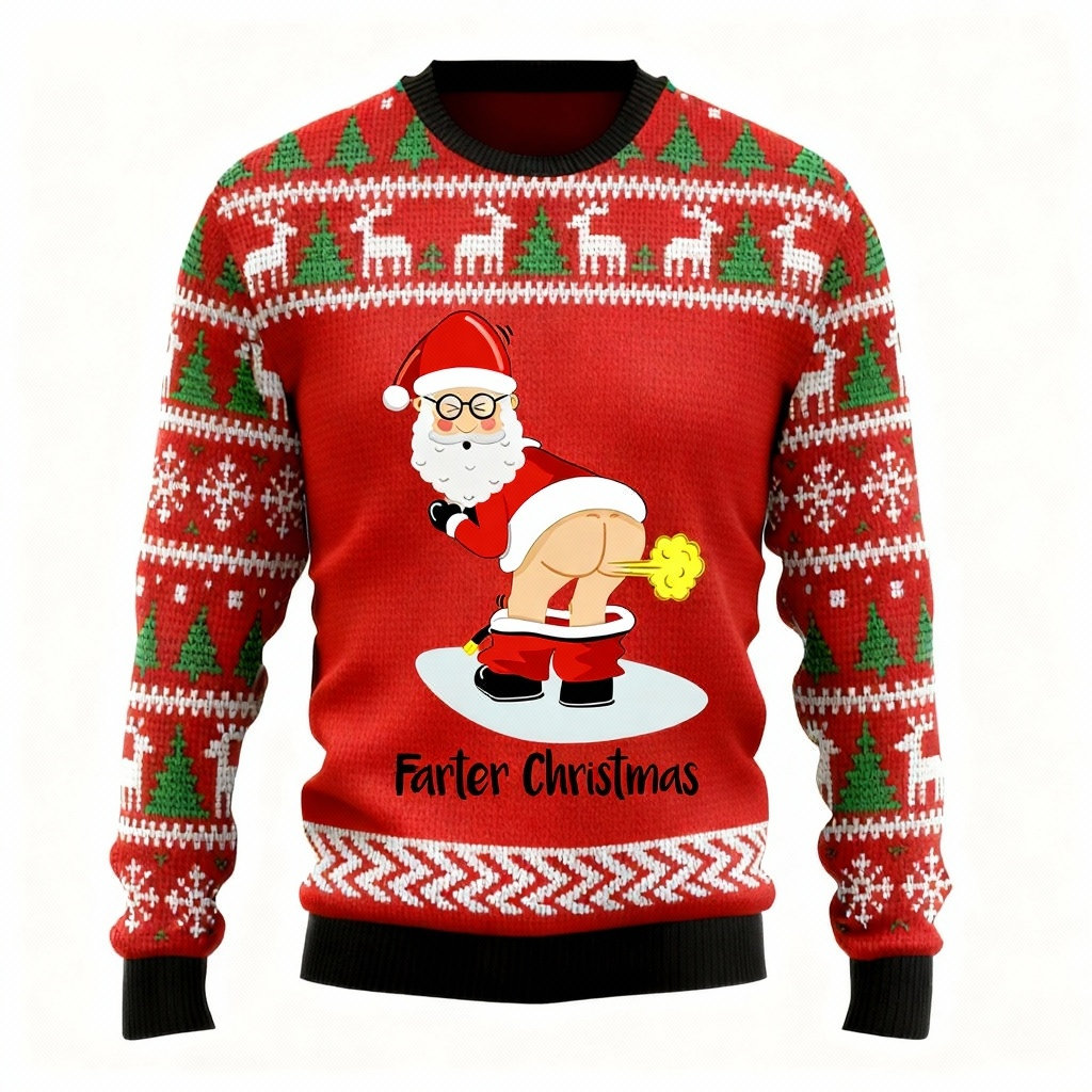 Drune | Lustiges Weihnachtsgeschenk Witziger Weihnachtsmann Druck Pullover - Hässlich & Gemütlich Unisex Pullover