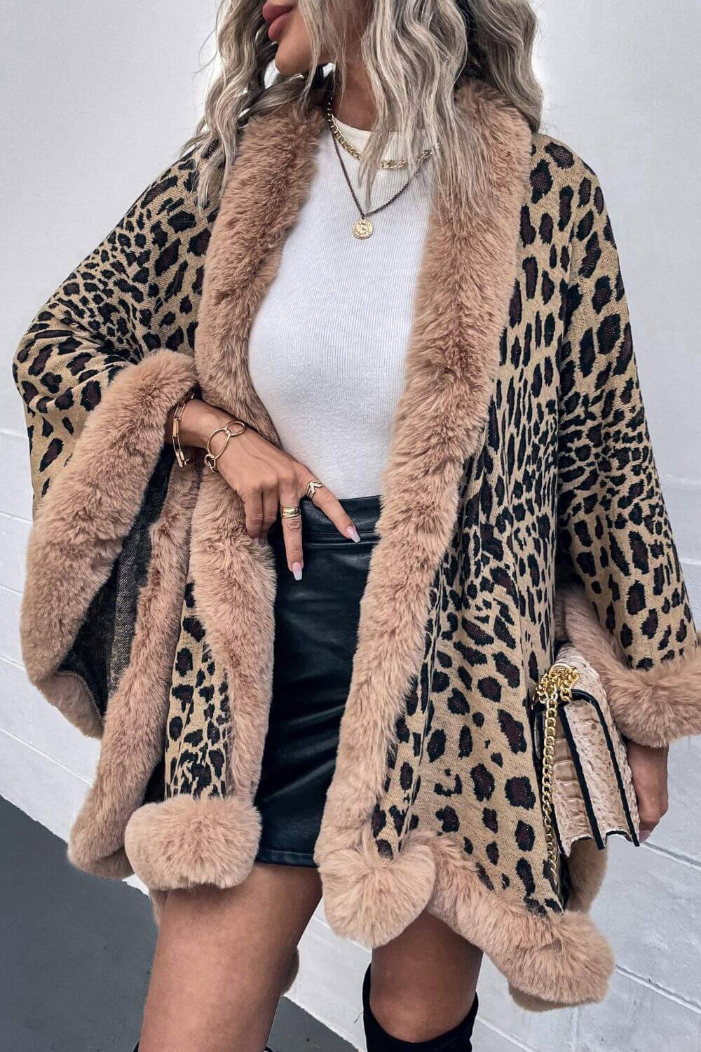 Drune | Leopardenmuster Offenes Poncho