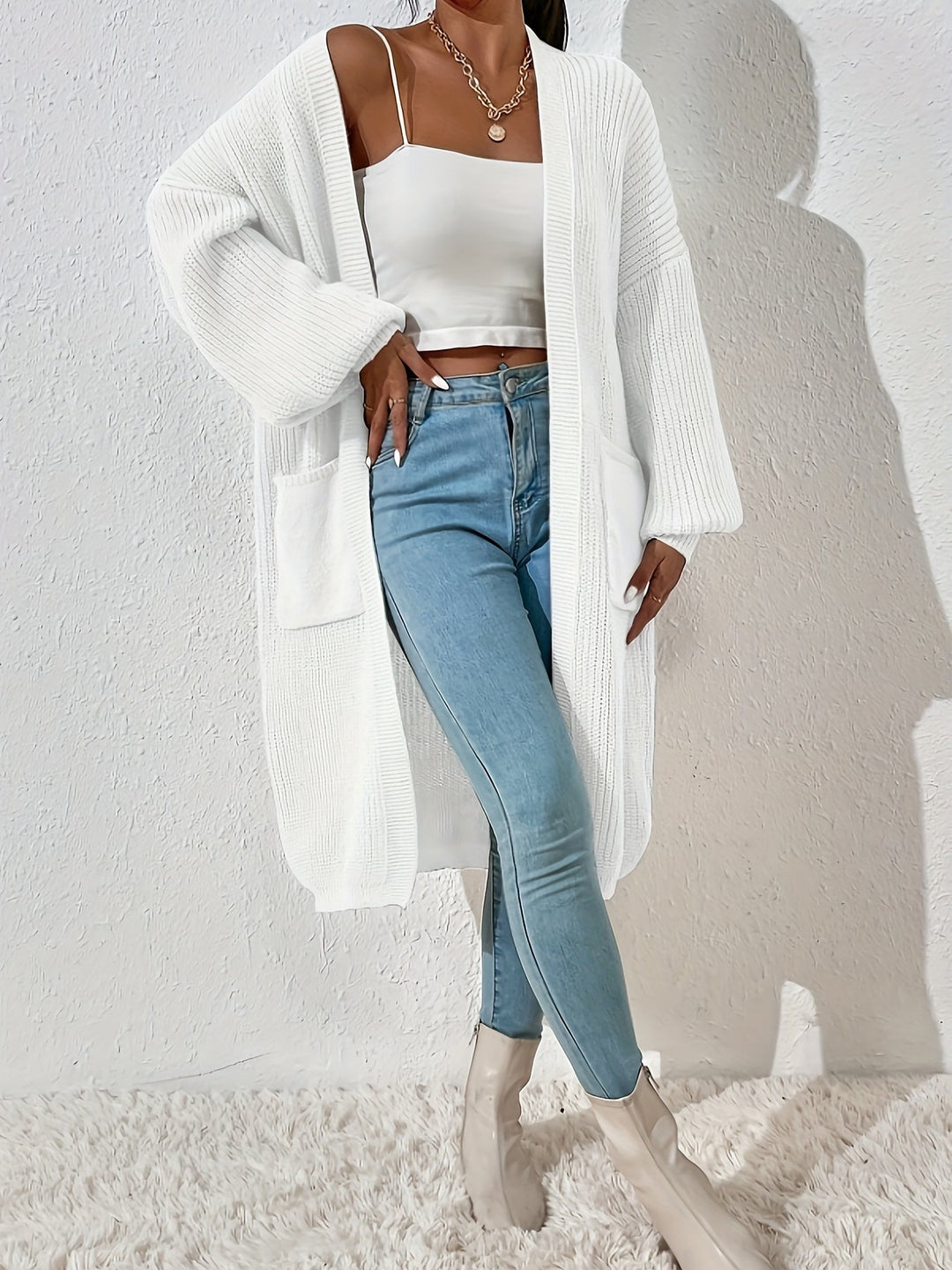 Drune | Strick Cardigan - Offener Schnitt, Lang & Bequem für Alltag & Freizeit