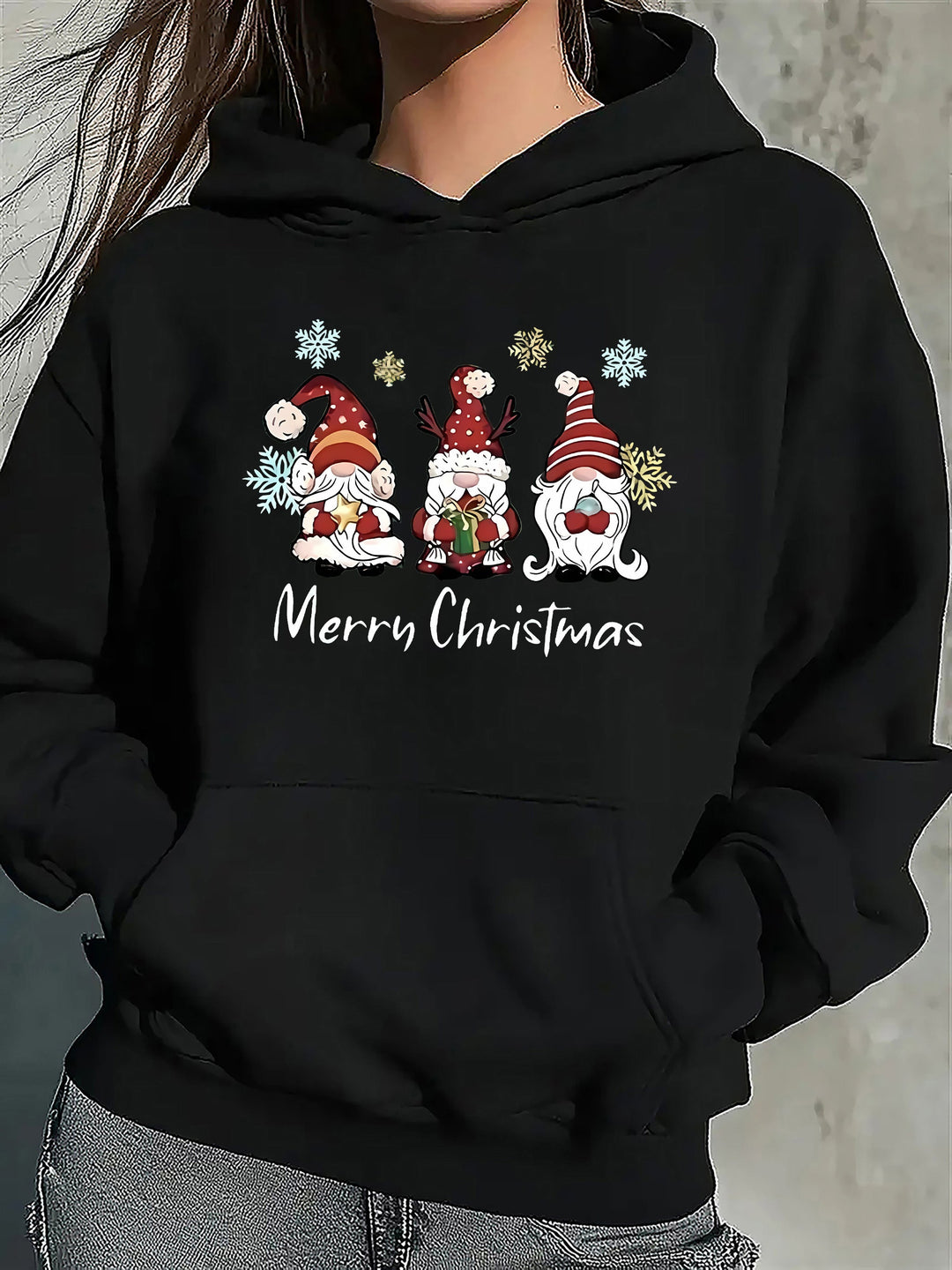 Drune | Kapuzenpullover mit Weihnachtsdruck Baumwolle Weihnachtsmann Design