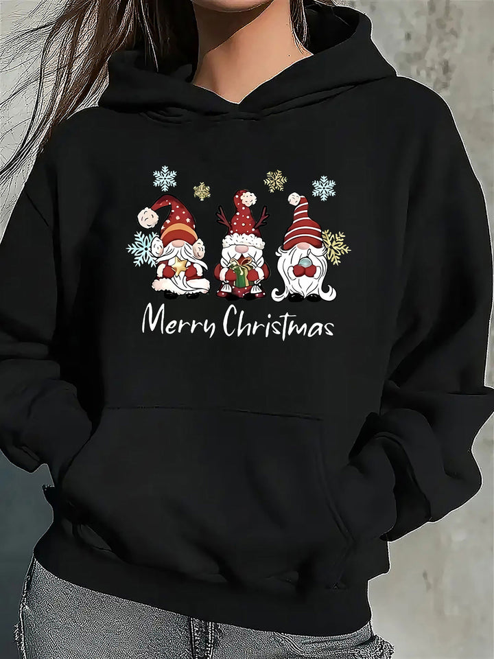 Drune | Kapuzenpullover mit Weihnachtsdruck Baumwolle Weihnachtsmann Design
