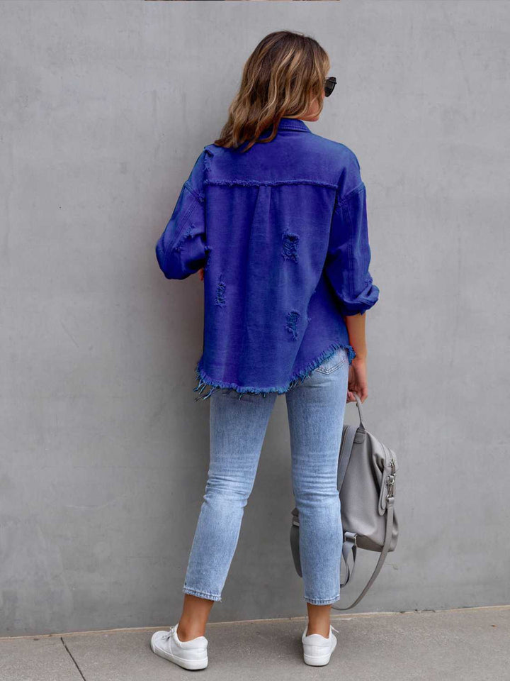 Drune | Distressed Drop Shoulder Denimjacke