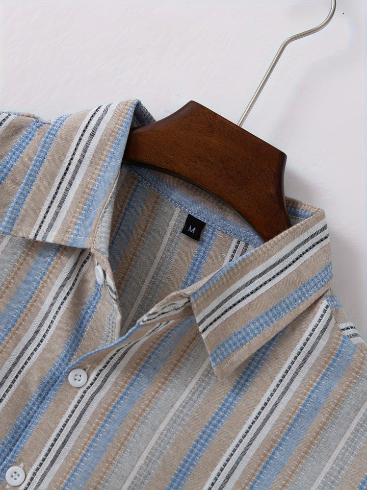 Drune | Gestreiftes Baumwoll Leinen Herrenhemd für entspannte Looks